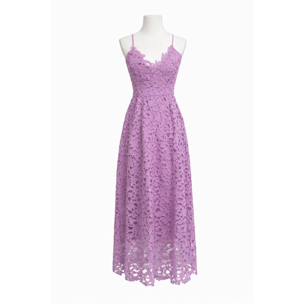 Astr Lavender Lace Midi Dress